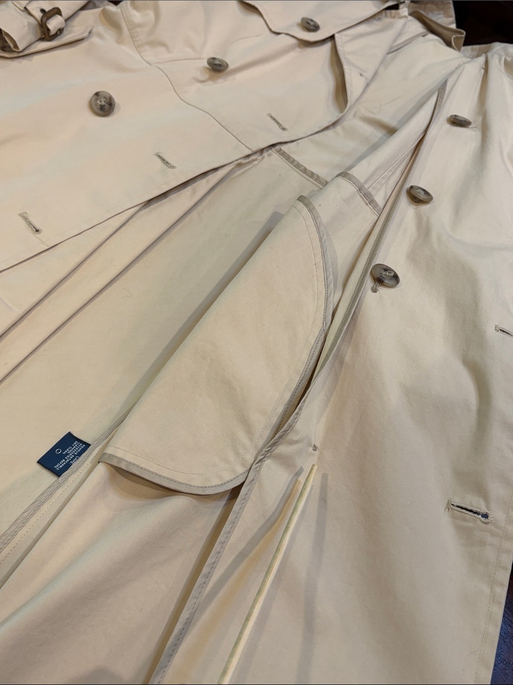 Vintage Ralph Lauren Tan Double-Breasted Flared Trench Coat size Large *As-Is* - Picture 11 of 15